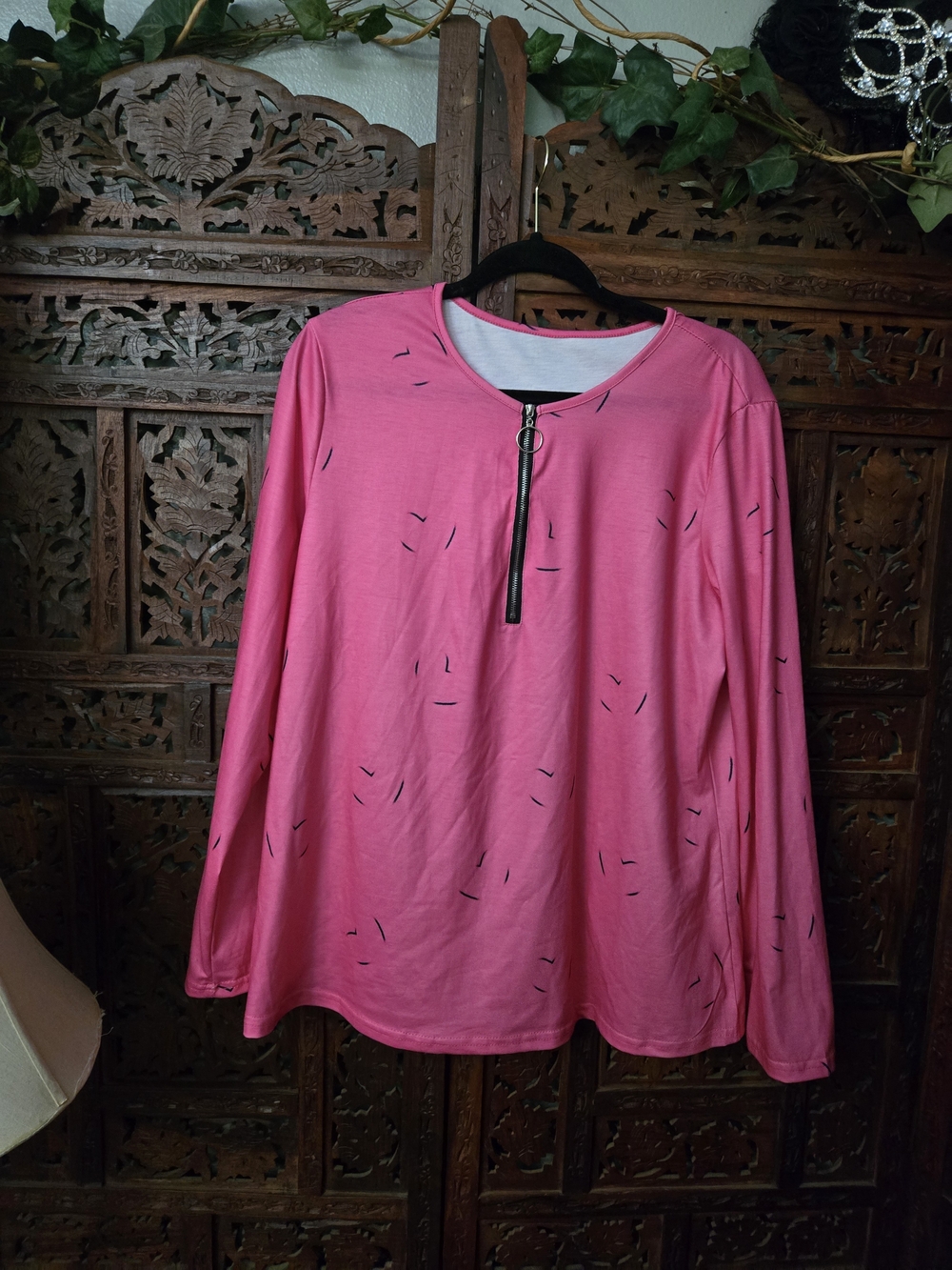 Source Unknown Pink Long Sleeve Tee with Front Zip